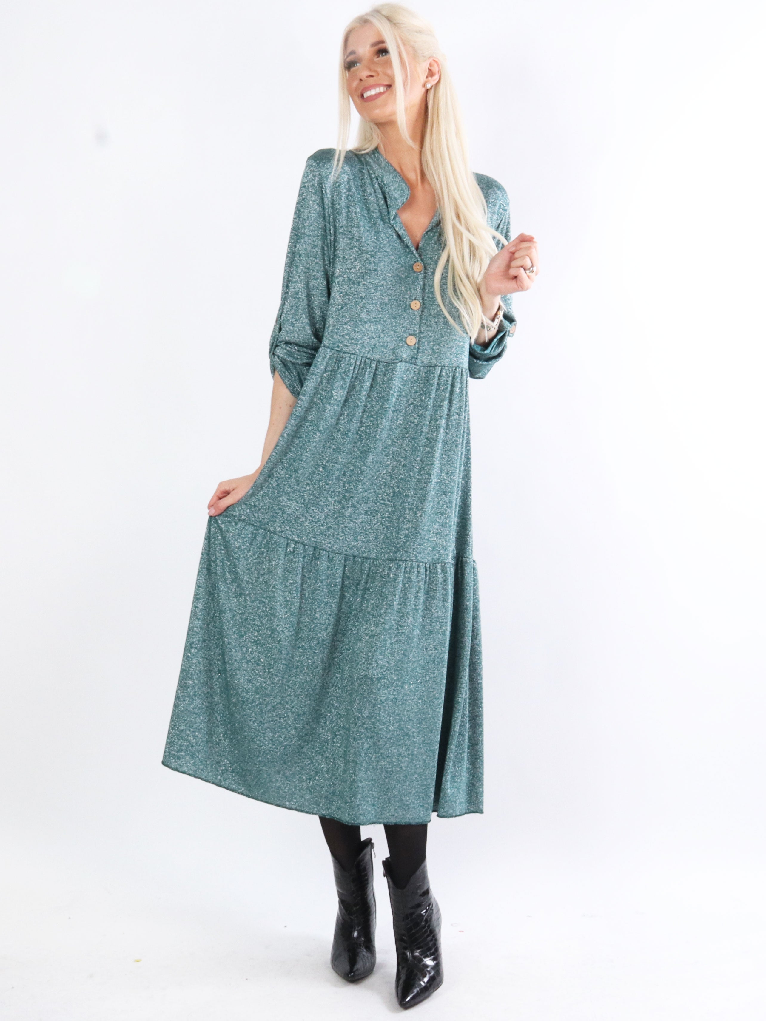 Demi - Lang kjole med glimmertråde